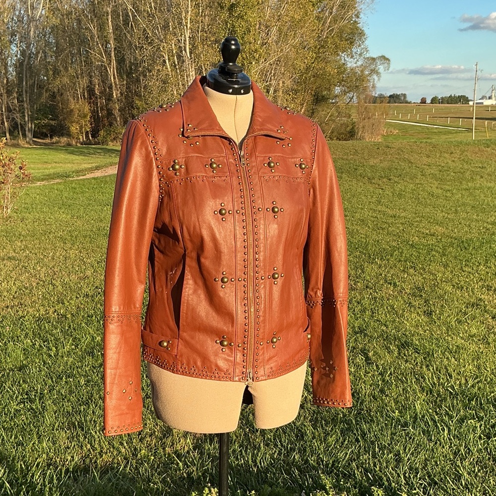 Limited edition Harley-Davidson Layla Brown Leather Jacket Bronze Studded
